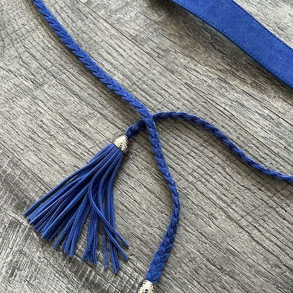 White House Black Market blue suede belt main image 4